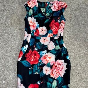 Black floral bodycon dress